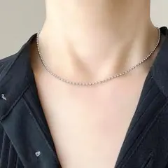 ボール チェーン ネックレス２mm シルバー サージカルステンレス 新品