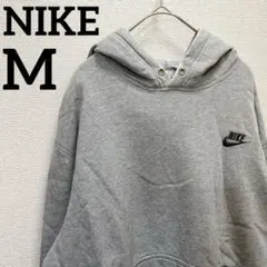 希少✨️NIKE【M】ナイキ スウェットパーカー グレー 刺繡ロゴ ワンポイント