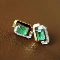 エメラルド イヤリング 1.5ct ダイヤ0.06ct - メルカリ