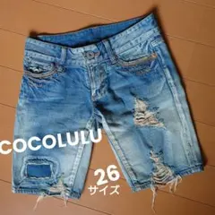 y2k　 ココルル　ハーフデニム　短パン　ジーパン　ダメージ　平成ギャル　109