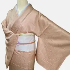 A79愛華 夏着物 小紋　単衣　花地紋　花葉色　正絹フォーマル美品手縫い仕立て