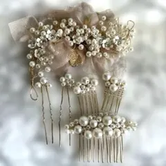 え…2種set髪飾りカチューシャ おしゃれ パール 木の葉 ブライダルティアラ…
