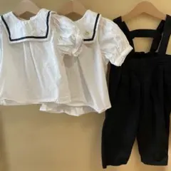 cottoli コトリ＊セーラー襟 半袖トップス＊サロペットセット