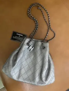 CHANEL シャネルチェーンショルダー　マトラッセグレーブルー アコーディオン CHANEL シャネルチェーンショルダー マトラッセグレーブルー