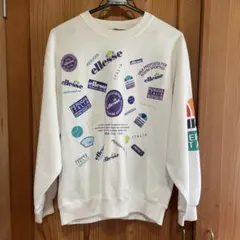 ellesse 総柄ロゴ スウェット ホワイト 長袖