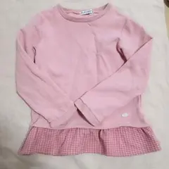 べべ　BeBe トレーナー　130 ピンク　リボン　女の子 裏起毛