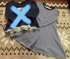 オールドネイビー　120 薄手　長袖　ワンピース　ボーダー