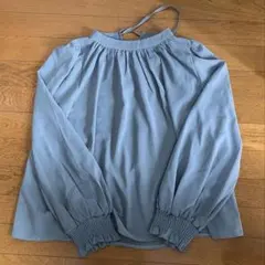 長袖ブラウス　水色 リボン