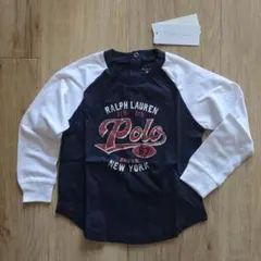ラルフローレン ベビー Tシャツ ロンT 長袖 90 白 ネイビー