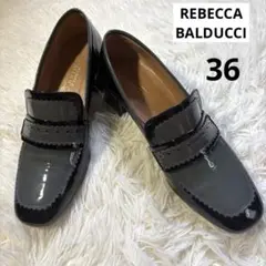 REBECCA BALDUCCI エナメルローファー グレー ブラック　36