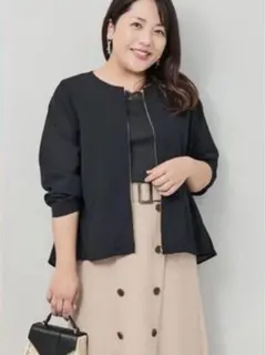Hina Style ブラック　ノーカラージャケット LLサイズ