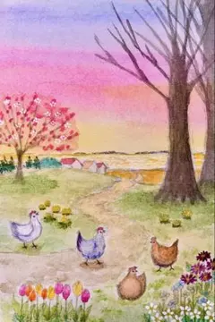 手描き絵画 鶏とひよこのアートパネル小学5年生の頃に描いた絵です 手描き絵画 鶏とひよこのアートパネル小学5年生の頃に描いた絵です