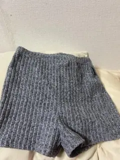 リブ編み グレー ショートパンツ