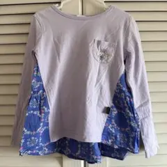 ニットプランナー ラベンダー色 花柄長袖カットソー 120