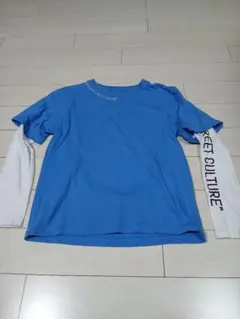 青い長袖カットソー ストリートカルチャー