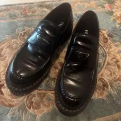 【最安美品】PRADA チョコレートブラッシュドローファー　29.0