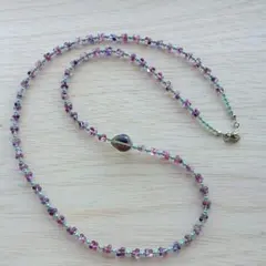 紫＆ターコイズカラー＆オーロラカラー　ロングネックレス