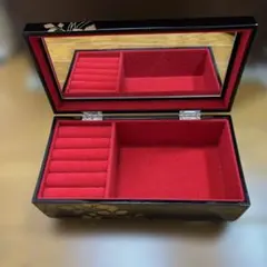 漆器調 アクセサリーケース 小物入れ 花柄 鏡付き