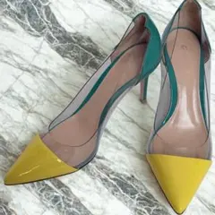 ジャンヴィト ロッシ デニム×クリア ポインテッドトゥパンプス size36