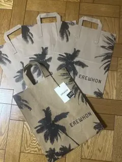 新品未使用】EREWHON エレウォン パームツリー エコバッグ 紙袋3枚付