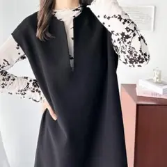 1枚で主役級。カフタン調サイドスリットニットロング丈ジャンパースカート