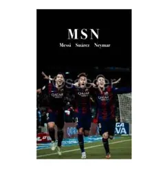 MSN メッシ　スアレス　ネイマール　バルセロナ　ポスター　A4 フレーム付き