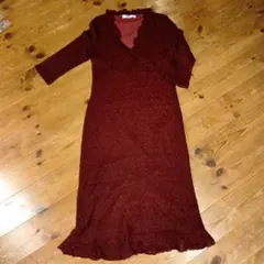 alphabet club ワインレッド ニットワンピース