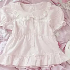 merry jenny ♡ フリルカラーパフブラウス ピンクのサムネイル