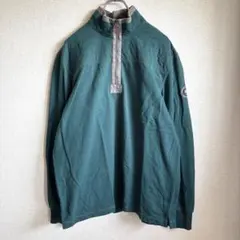 G.H.BASS スウェット　ハーフジップ　ワンポイント刺繍　企業ロゴ　緑　L