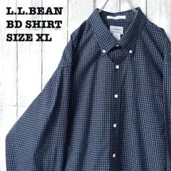 エルエルビーン 長袖 BDシャツ XL 紺 チェック 形態安定 古着 メンズ