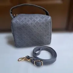 デイリーラシット グレー エンボス加工 ミニバッグ　ストラップ付