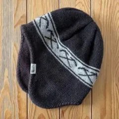 【美品】ノースフェイス イヤーフラップビーニー ニット帽 フリーサイズ 茶 帽子