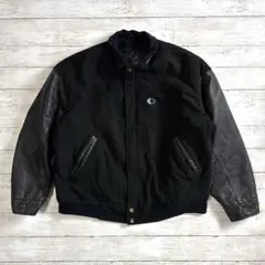 OUTER BOUNDARY 本革×ウール スタジャン XL 黒　メンズ古着