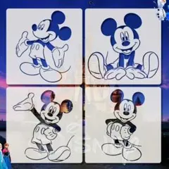 【Disney】ミッキーマウス ステンシルプレート 4枚セット