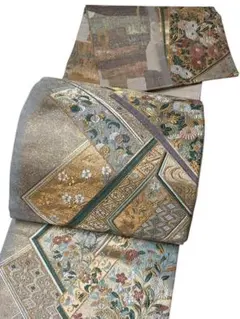 A26 新品　唐草花紋様　唐織袋帯 リバーシブル　秀品 草花 金銀糸 六通 正絹