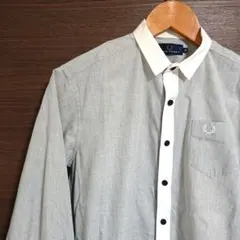 FREDPERRY フレッドペリー 長袖シャツ Sサイズ グレー×ホワイト