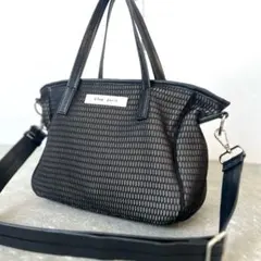 q bag paris nest bon グレージュブラック 2wayバッグ
