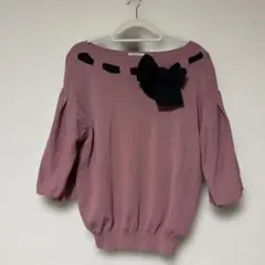 Rose Tiara ピンクオフショルダーニット　LL