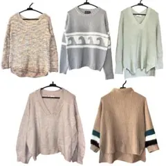 長袖ニットセーター❤5点セット　レディース　まとめ売り　プルオーバー　即購入可能