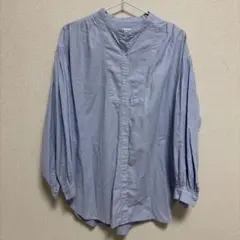 ライトブルー　バルーンスリーブシャツ