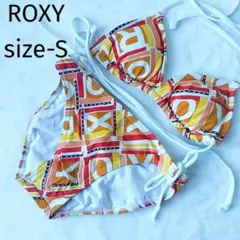 ROXY　ロキシー　カラフル　ロゴ幾何学模様 セパレート水着　Sのサムネイル