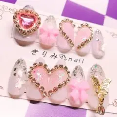 No.007 ❁⃘ネイルチップ 量産型 地雷 ピンク リボン 蝶々 ハート