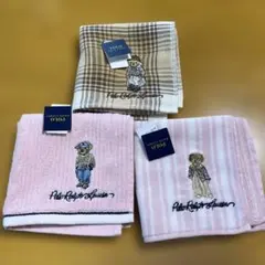 新品ポロラルフローレン ポロベア刺繍 タオルハンカチ3枚④