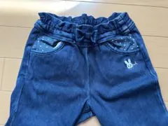 ミキハウス　ウサギ刺繍付きデニム風パンツ　サイズ　100cm