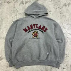 ラッセルアスレチック　メリーランド大学　カレッジ　長袖　パーカー　古着　グレーL