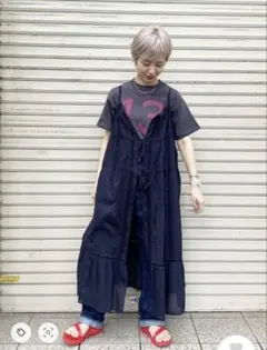 新品 BEAMS BOY ヴィンテージ レース キャミソール ワンピース 黒のサムネイル
