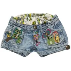 デニム 半ズボン カラフル刺繍　グラグラ　100-105 綿100%