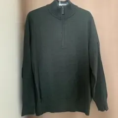 メンズ #エディバウワー ダークグリーン ハーフジップ ニット