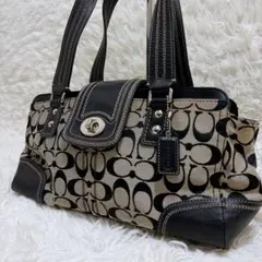 コーチ シグネチャーキャンバス ショルダーバッグ ブラック C柄 ターンロック