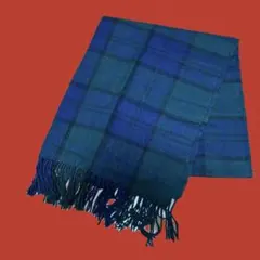 ダークグリーンとネイビーのチェック柄　マフラー　ストール